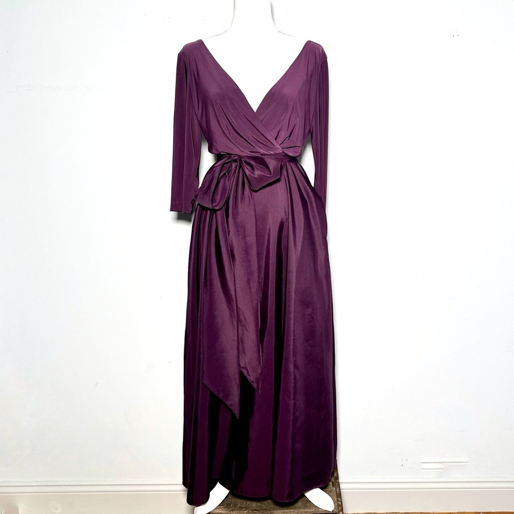 ALFRED SUNG Plum Wrap Maxi Dress